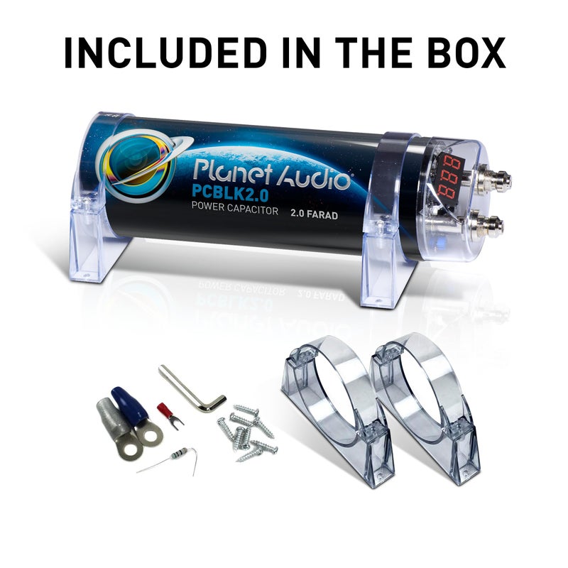 Planet Audio PCBLK2.0 Car Capacitor - 2 Farad, Energy Storage, Enhance Bass from Stereo, Warning Tones, LED Voltage Meter - Image 5